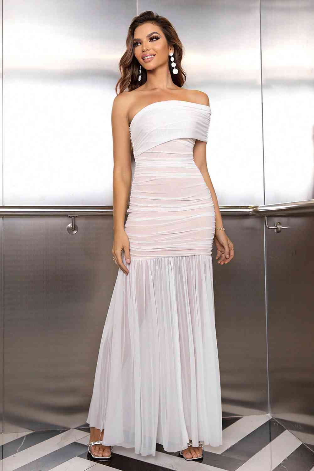 One-Shoulder Ruched Maxi Dress - Body By J'ne