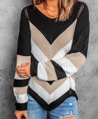 Eyelet Color Block Long Sleeve Sweater - Body By J'ne