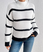 Striped Mock Neck Sweater - Body By J'ne