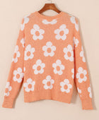 Flower Round Neck Dropped Shoulder Sweater - Body By J'ne