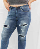 Dahlia Full Size Distressed Patch Jeans - Body By J'ne