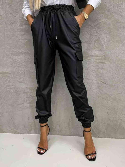 Tied High Waist Pants with Pockets - Body By J'ne