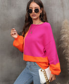 Color Block Round Neck Dropped Shoulder Sweater - Body By J'ne