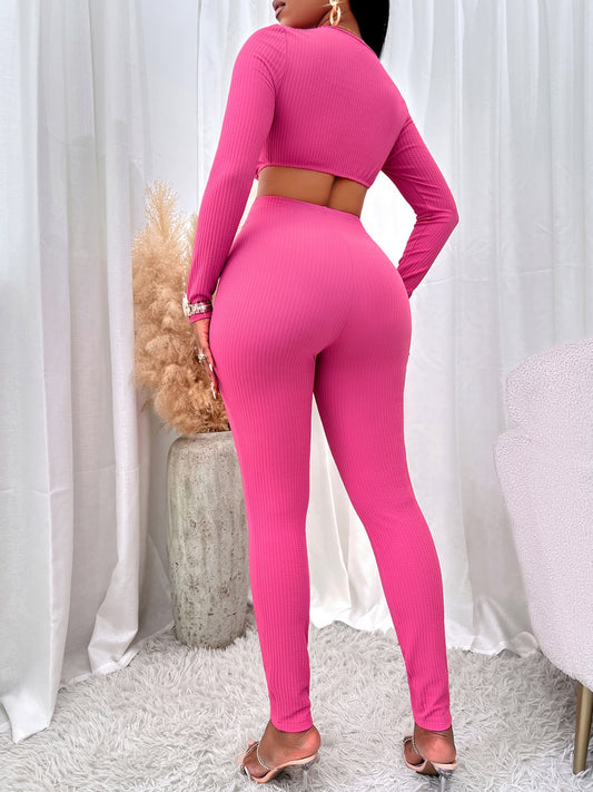 Cutout Cropped Top and Leggings Set - Body By J'ne