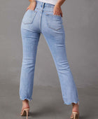 Distressed Raw Hem Jeans with Pockets - Body By J'ne