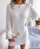 Openwork Boat Neck Sweater Dress - Body By J'ne