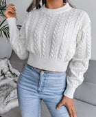 Cable-Knit Round Neck Sweater - Body By J'ne