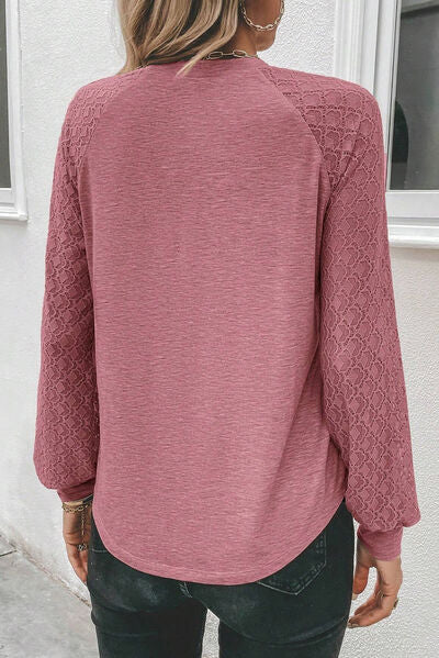 Heathered Round Neck Long Sleeve T-Shirt - Body By J'ne