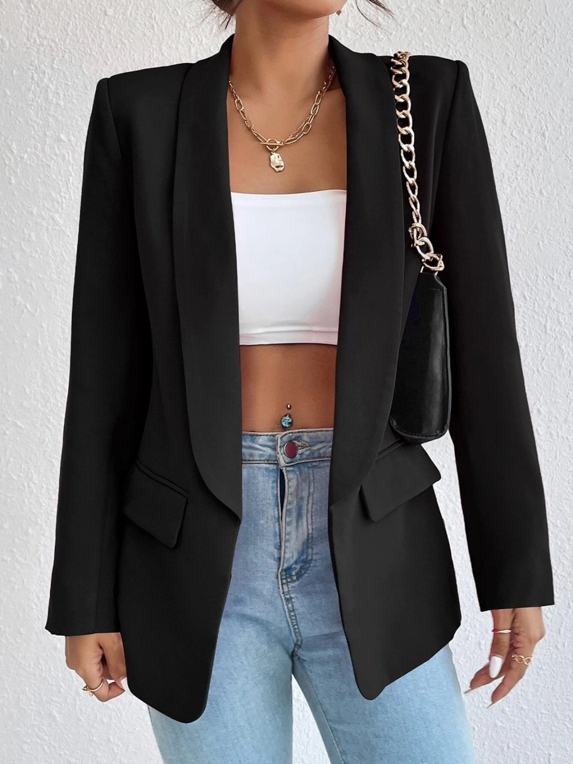 Shawl Collar Long Sleeve Blazer - Body By J'ne