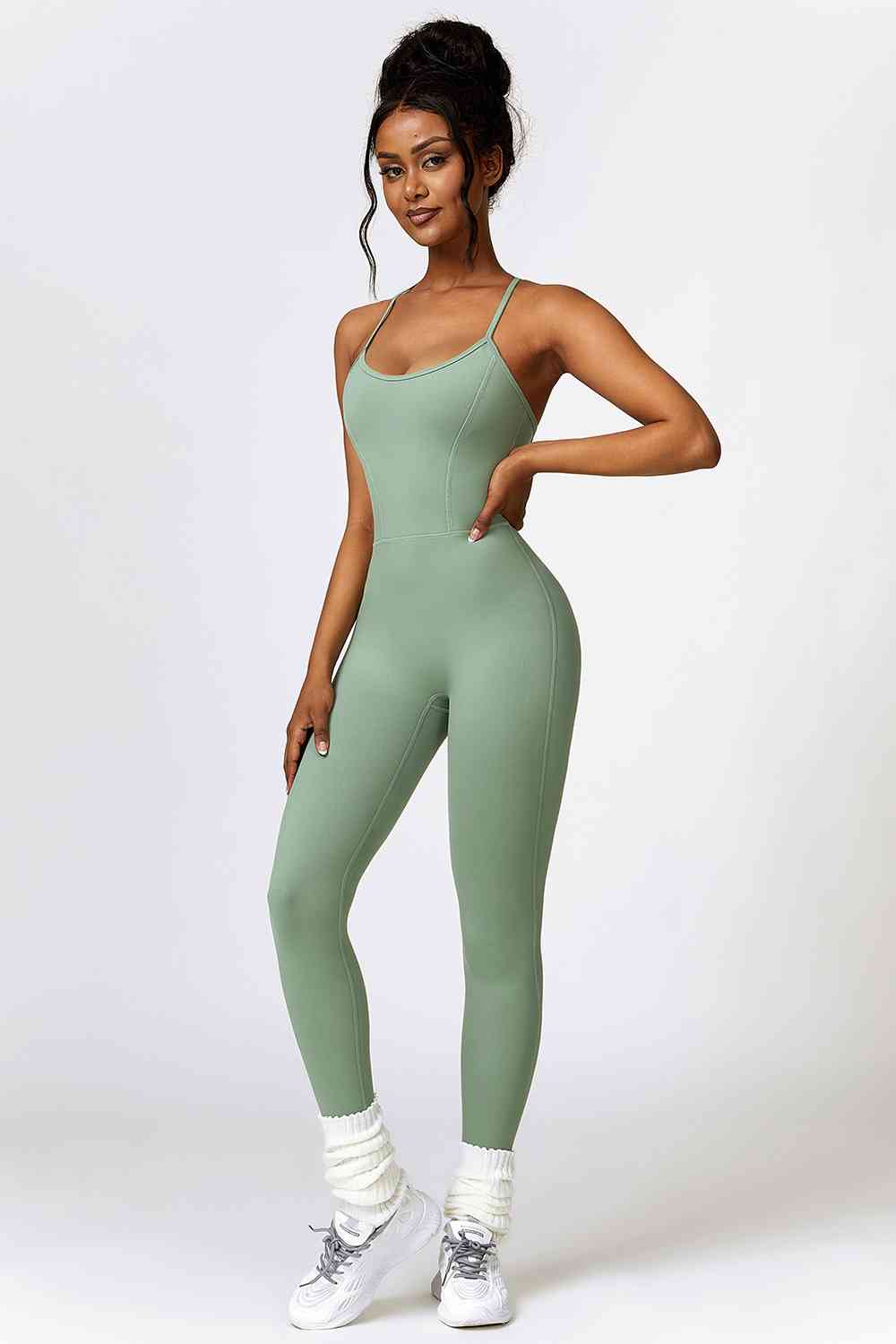 Open Back Spaghetti Strap Sports Jumpsuit - Body By J'ne