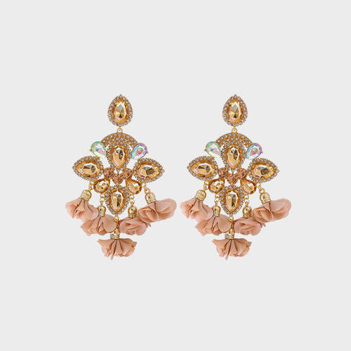 Flower Shape Rhinestone Alloy Dangle Earrings - Body By J'ne