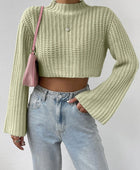 Mock Neck Long Sleeve Cropped Sweater - Body By J'ne