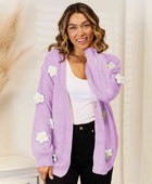 Flower Dropped Shoulder Open Front Cardigan - Body By J'ne