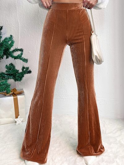 Ribbed High Waist Bootcut Pants - Body By J'ne