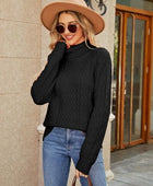 Cable-Knit Mock Neck Sweater - Body By J'ne