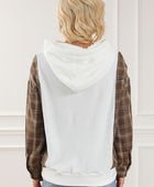 Plaid Waffle-Knit Drawstring Kangaroo Pocket Hoodie - Body By J'ne