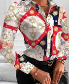 Printed Collared Neck Long Sleeve Shirt - Body By J'ne