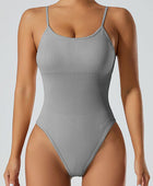 Scoop Neck Spaghetti Strap Active Bodysuit - Body By J'ne