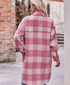 Plaid Dropped Shoulder Slit Coat - Body By J'ne