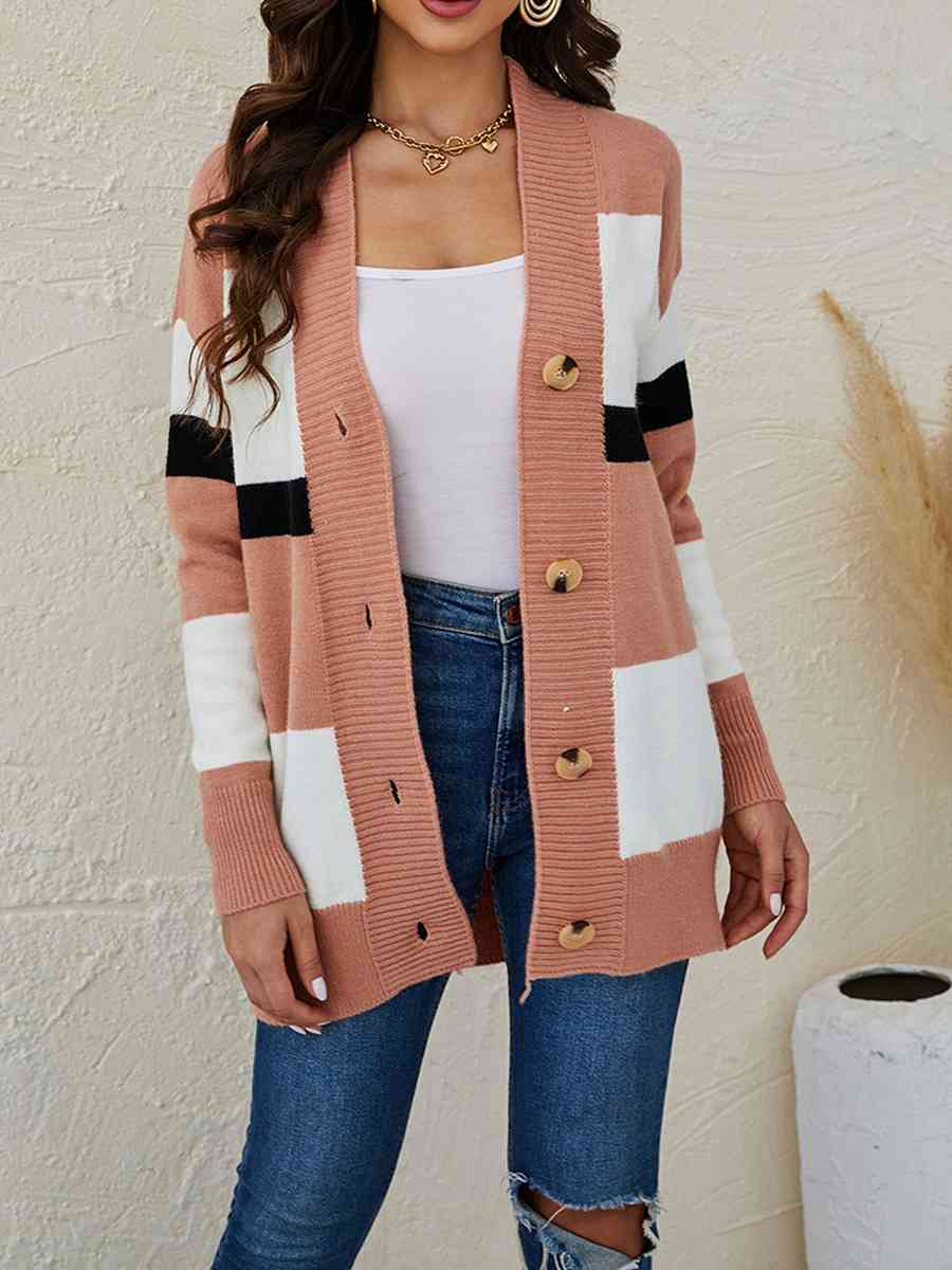 Color Block Button Down Cardigan - Body By J'ne