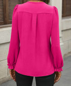 Notched Flounce Sleeve Blouse - Body By J'ne