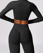 Zip Up Baseball Collar Outerwear and High Waist Pants Active Set - Body By J'ne