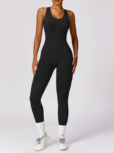 Cutout Racerback Active Jumpsuit - Body By J'ne