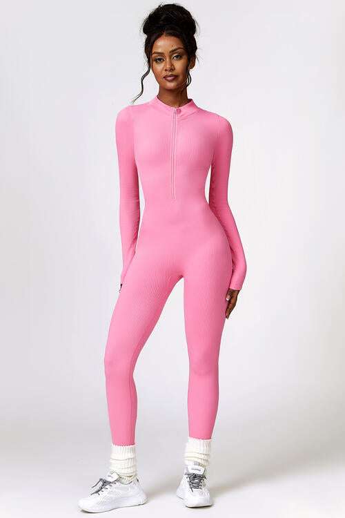 Half Zip Long Sleeve Active Jumpsuit - Body By J'ne