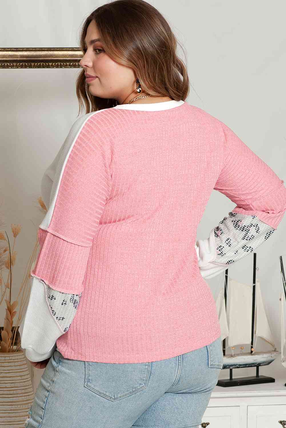 Plus Size Out Seamed Splicing Sweatshirt - Body By J'ne