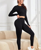 Ruched Round Neck Top and Active Leggings Set - Body By J'ne