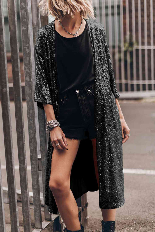 Sequin Open Front Duster Cardigan - Body By J'ne