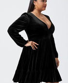 Plus Size Plunge Long Sleeve Mini Dress - Body By J'ne