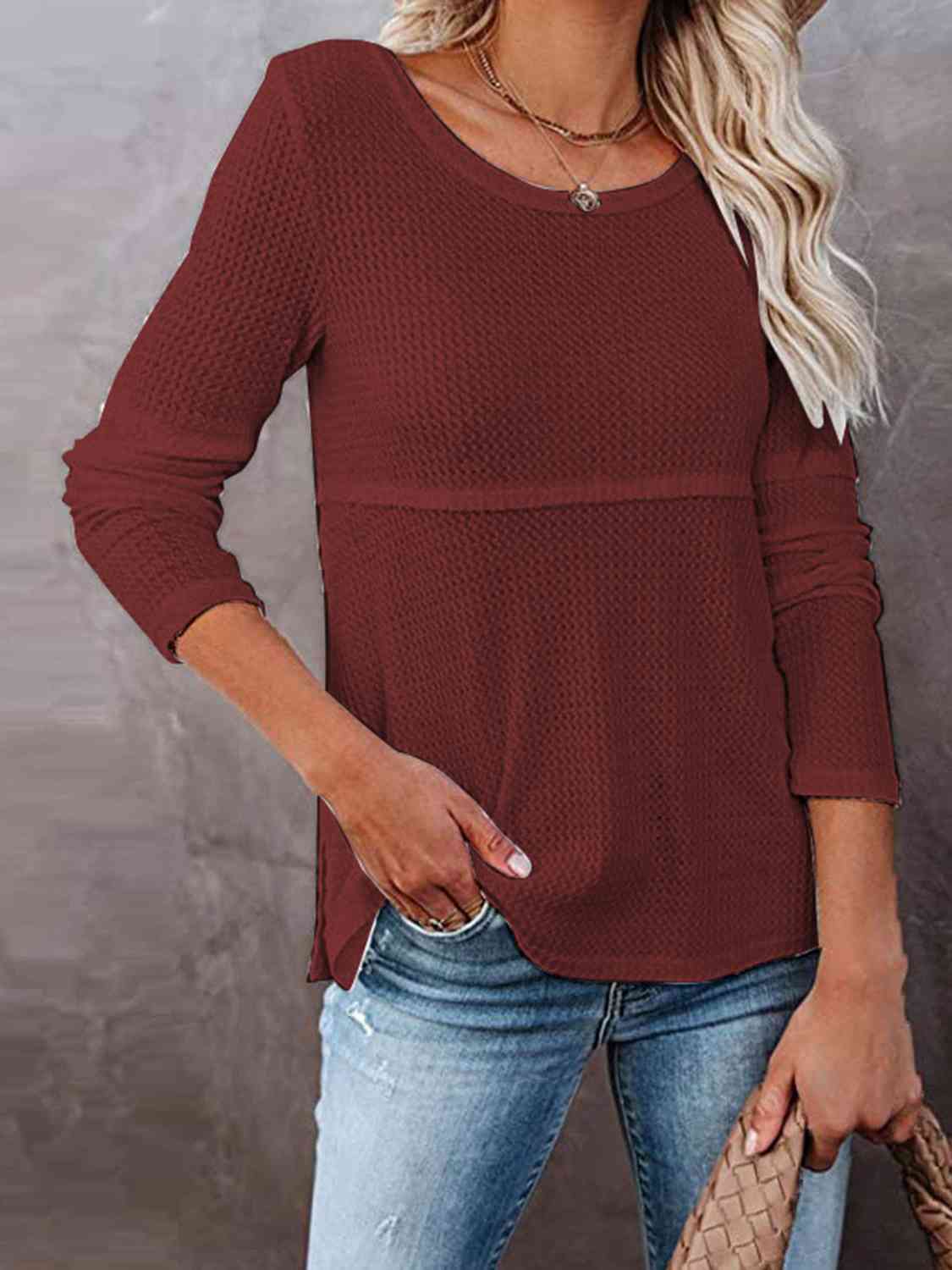 Cutout Round Neck Long Sleeve T-Shirt - Body By J'ne