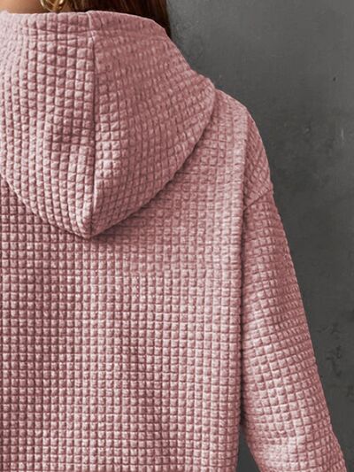 Full Size CHEERS Waffle-Knit Drawstring Hoodie - Body By J'ne