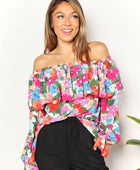 Floral Off-Shoulder Flounce Sleeve Layered Blouse - Body By J'ne