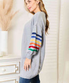 Multicolored Stripe Open Front Longline Cardigan - Body By J'ne