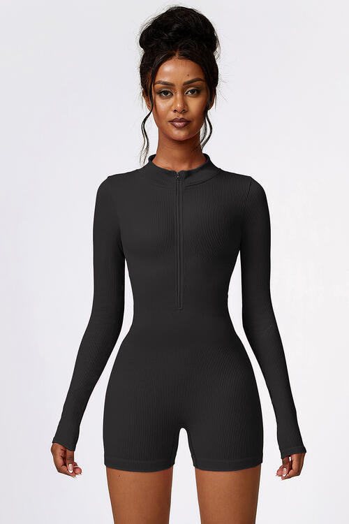 Half Zip Long Sleeve Active Romper - Body By J'ne
