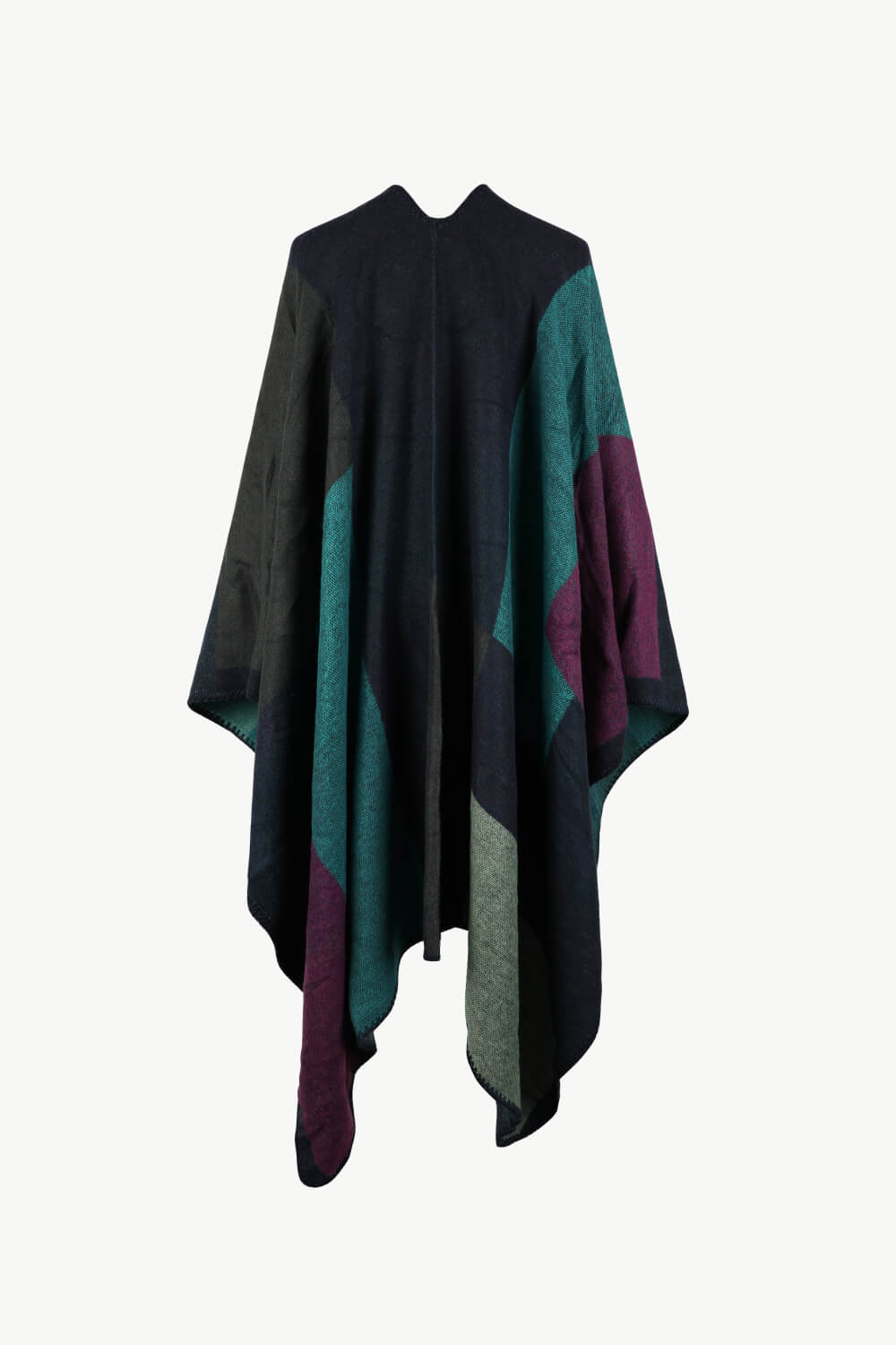 Color Block Open Front Poncho - Body By J'ne