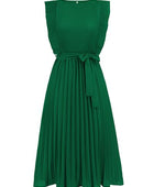 Tied Round Neck Pleated Midi Dress - Body By J'ne