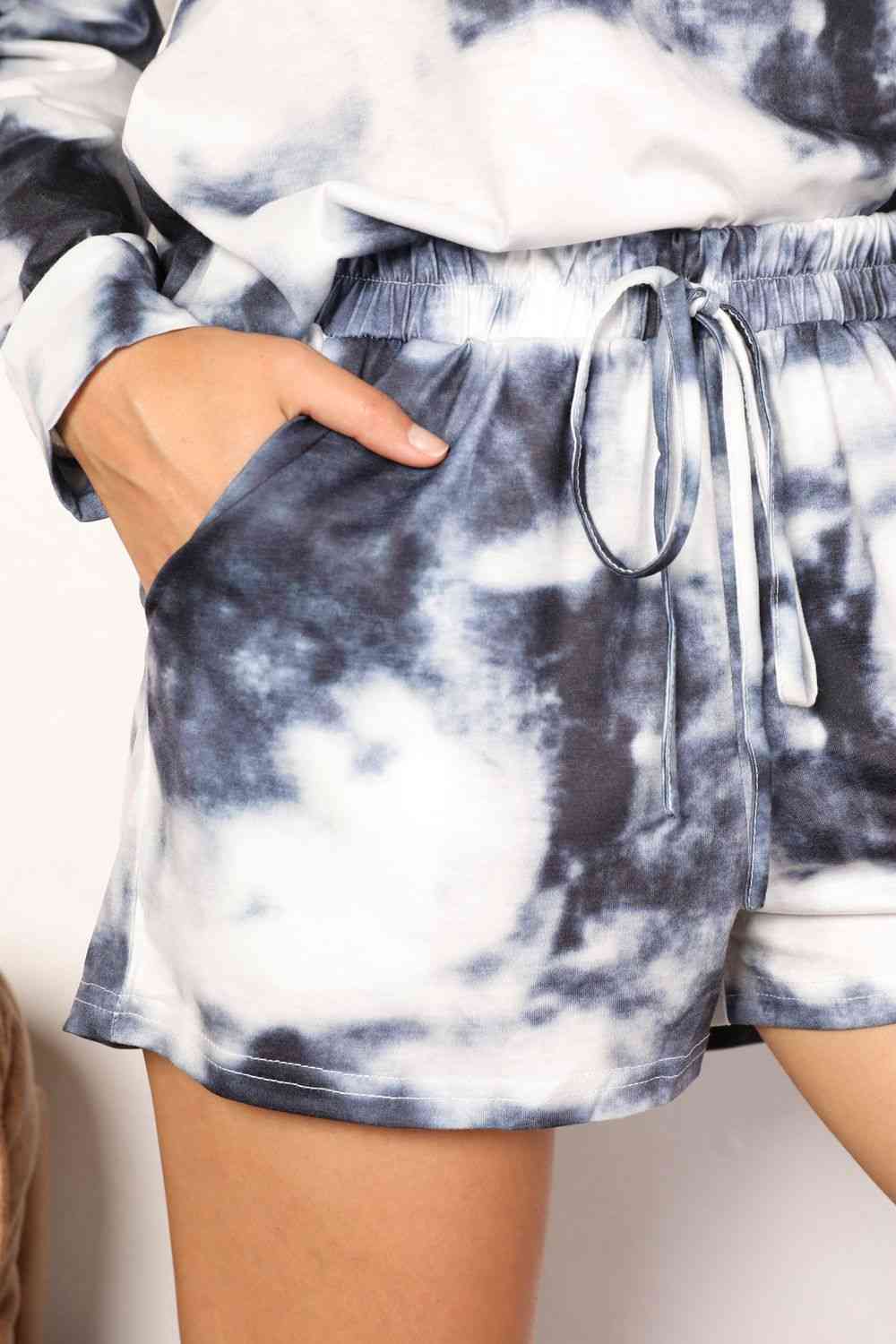 Tie-Dye Round Neck Top and Shorts Lounge Set - Body By J'ne