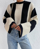 Crew Neck Waffle Drop Shoulder Knit Sweater - Body By J'ne