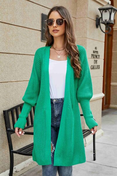 Open Front Lantern Sleeve Cardigan - Body By J'ne
