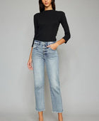 Kancan High Waist Button Fly Raw Hem Cropped Straight Jeans - Body By J'ne