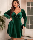 Plus Size Surplice Ruched Puff Sleeve Mini Dress - Body By J'ne