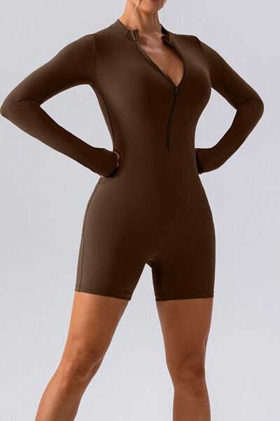 Half Zip Long Sleeve Active Romper - Body By J'ne
