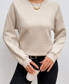 Texture Round Neck Long Sleeve Sweatshirt - Body By J'ne