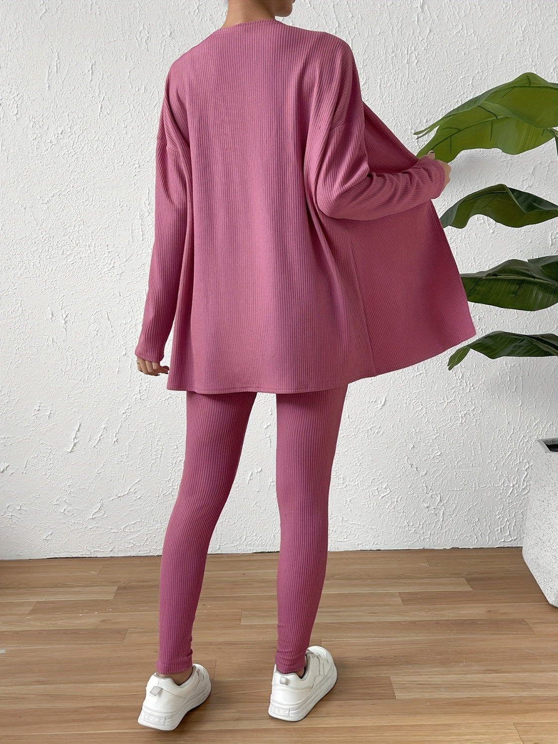 Cami, Open Front Cardigan, and Pants Set - Body By J'ne