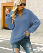 Ribbed Johnny Collar Pullover Sweater - Body By J'ne