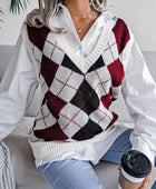 Plaid V-Neck Sweater Vest - Body By J'ne