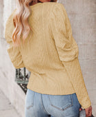 Round Neck Puff Sleeve Knit Top - Body By J'ne